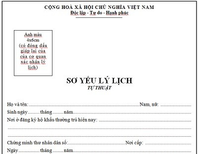 Cách điền Mẫu Sơ Yếu Lý Lịch Tự Thuật